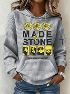 Women's Music Print Waffle Fabric Hoodie