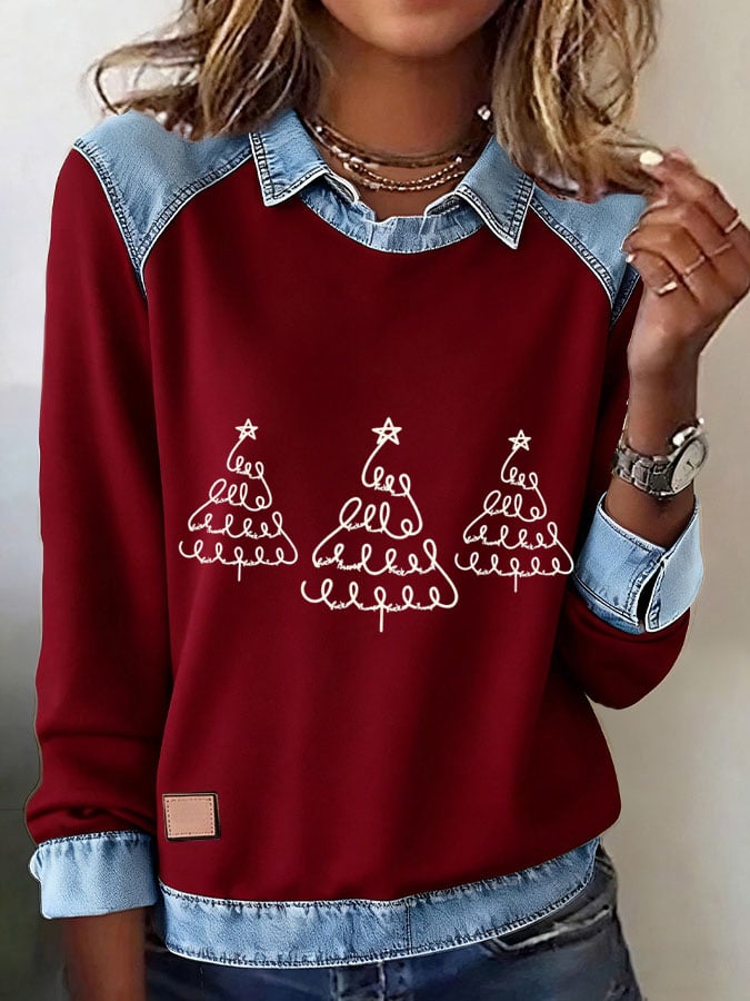 Women's FDT Christmas Tree Print Sweatshirt