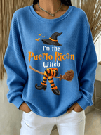 Women's Halloween in Puerto Rico Print Waffle-Knit Top