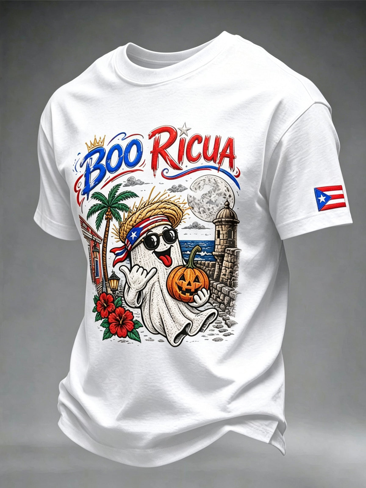 Men's Puerto Rico Halloween Print Short-Sleeve T-Shirt