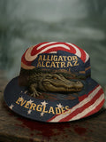 Retro Alligator Alcatraz Fun Florida Everglades Art Casual Print Hat