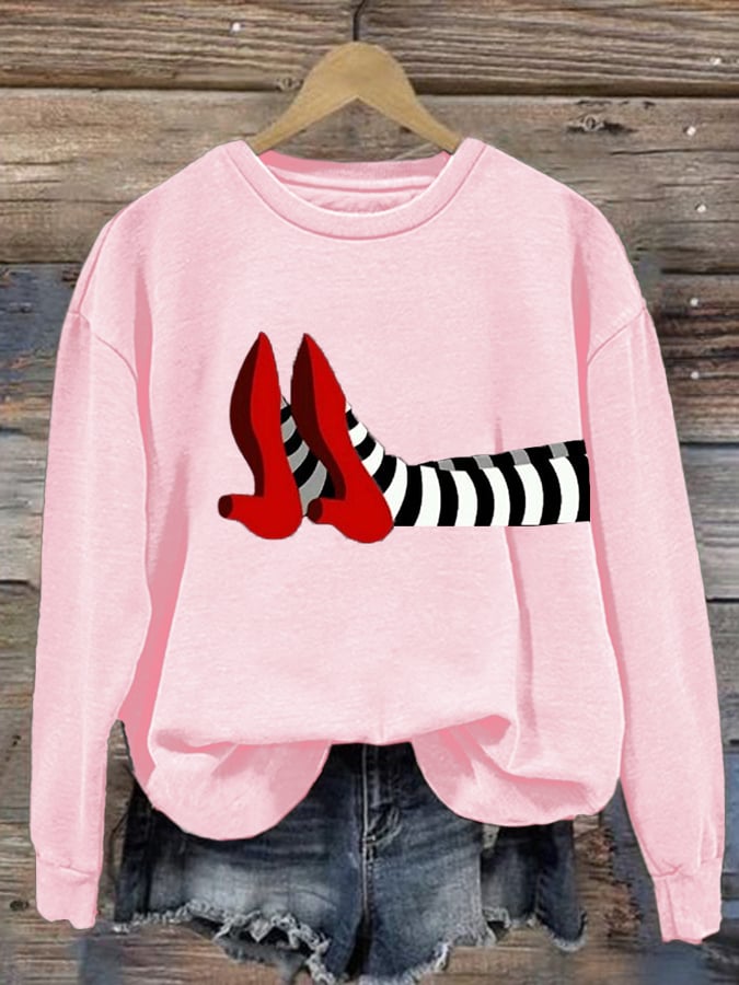 Women's Halloween Red Shoes  Print Sweatshirt