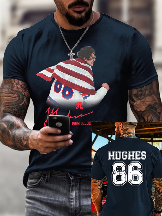 Men's Rugby Print Crew Neck Short-Sleeve Casual T-Shirt