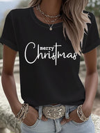 Women's Merry Christmas Printed Short-Sleeved T-Shirt