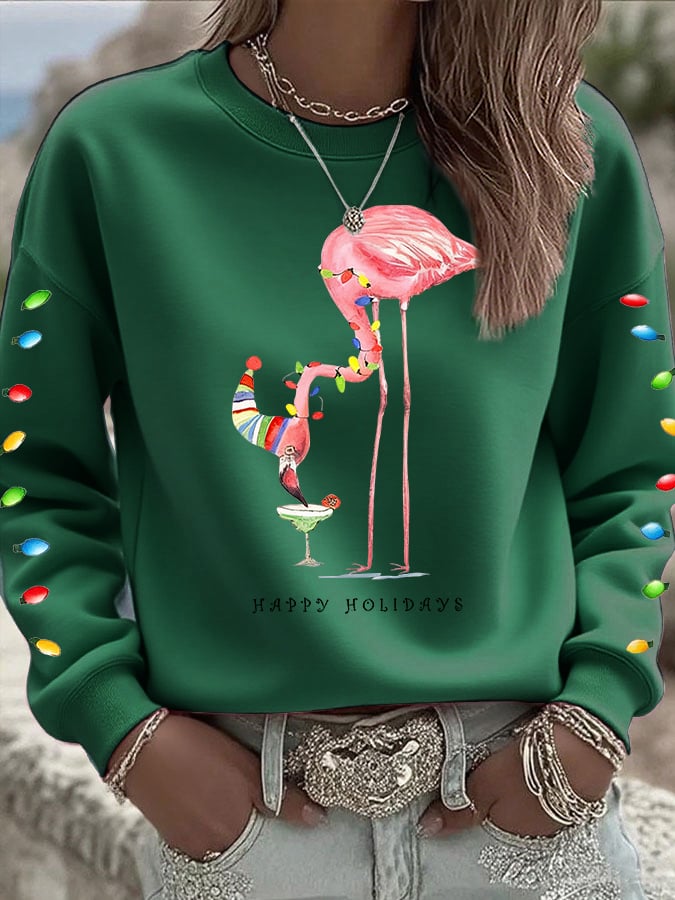 Women's Casual Christmas Pink Santa Claus Sweatshirt