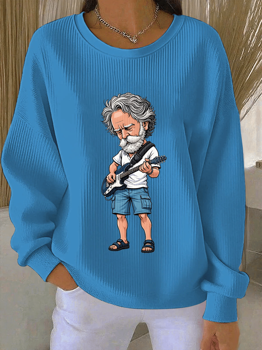 Women's RIP Bob Weir Ribbed Round-Neck Sweatshirt