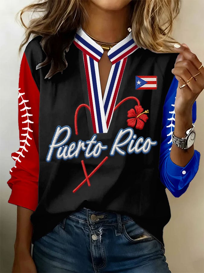 Women's Vintage Baseball Print Art Shirt