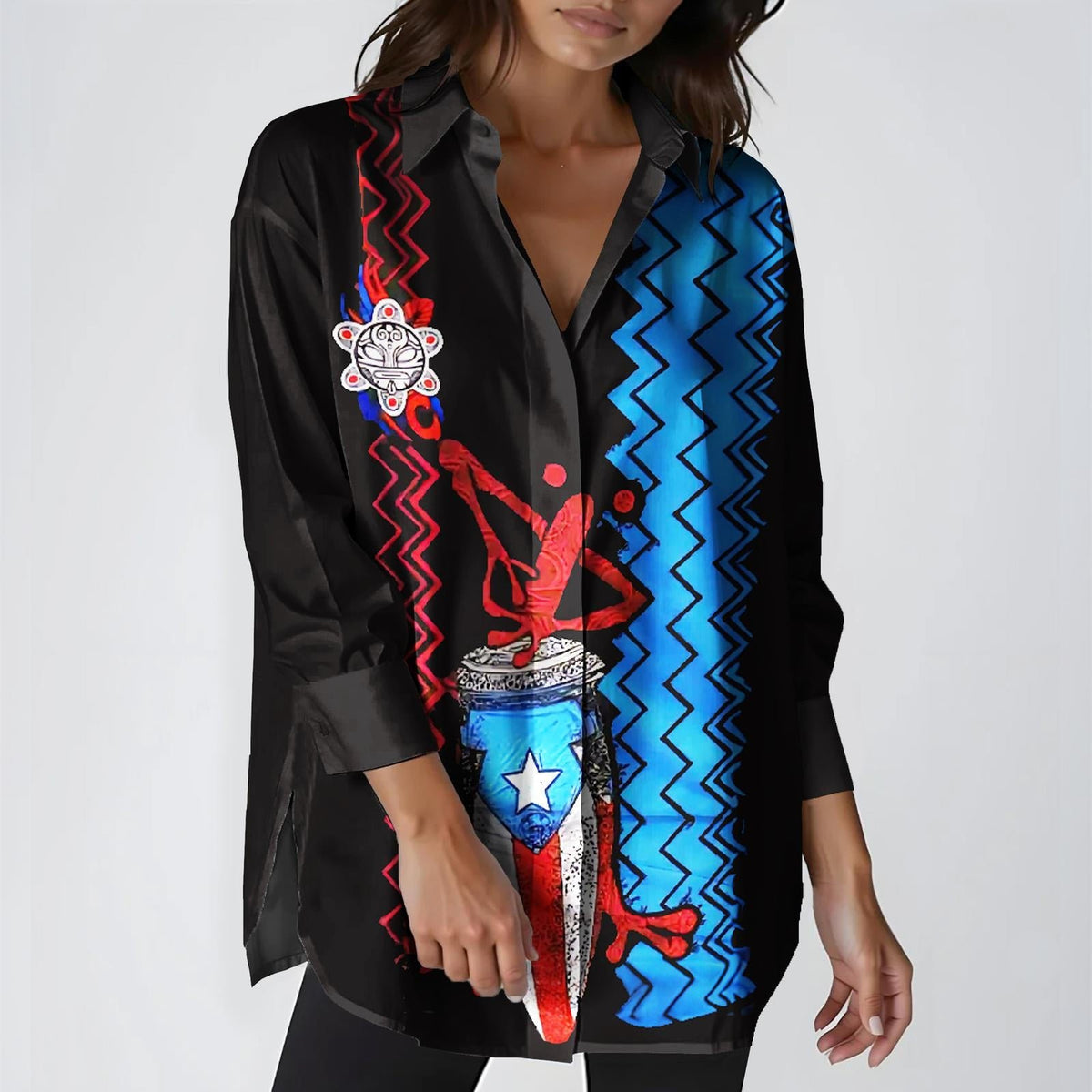 Women's Puerto Rican Print Casual Shirt