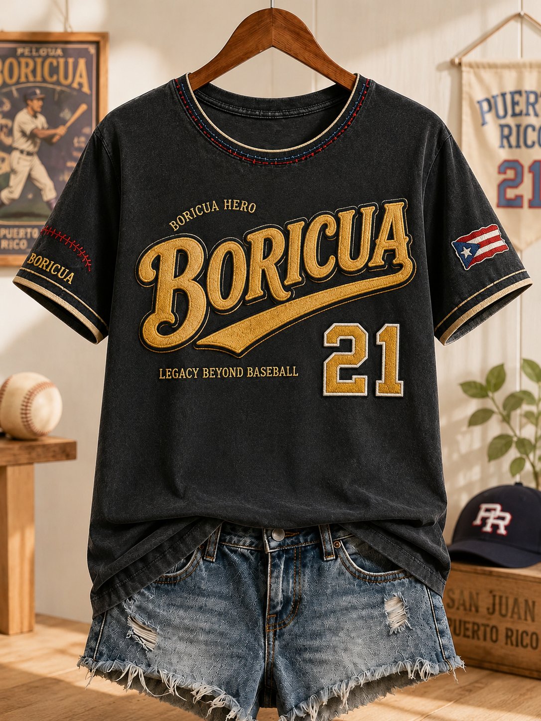 Women's Baseball Print T-shirt
