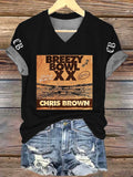 Ladies Hot Singer Printed V-Neck T-Shirt