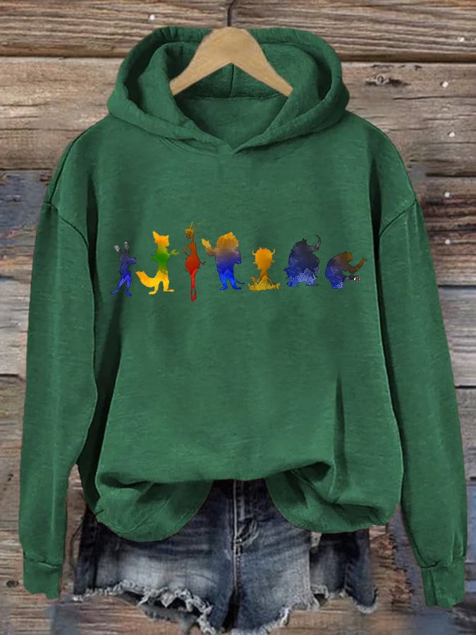 Retro Animals Print Hoodie
