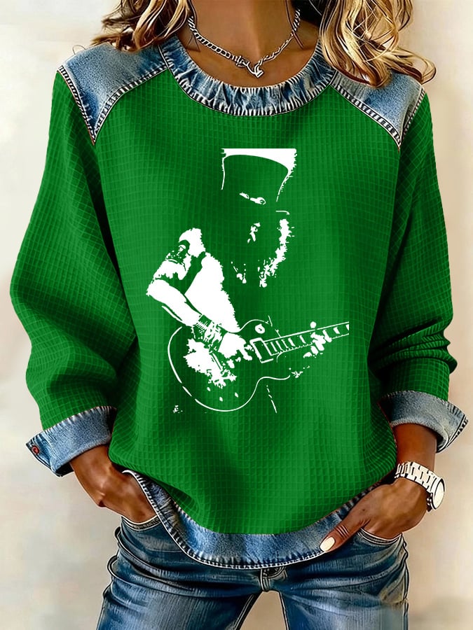 Retro Rock Slash Print Sweatshirt