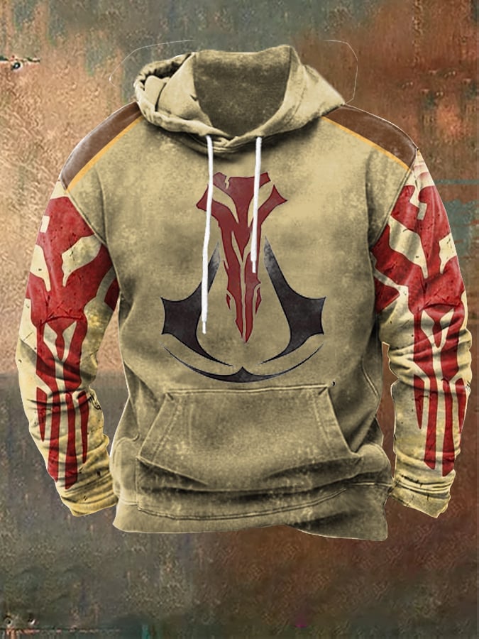 Men's Vintage Color Block Print Sweatshirt