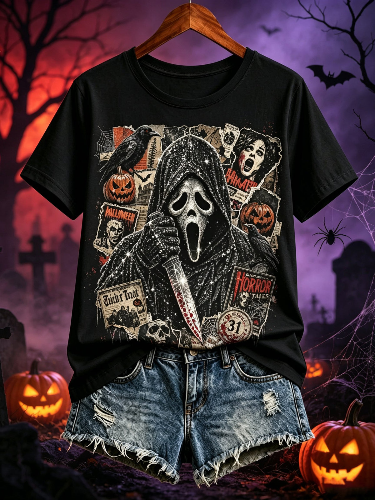 Women's Halloween Casual Art Printed T-shirt