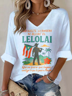 Puerto Rico colorful printed long sleeve top