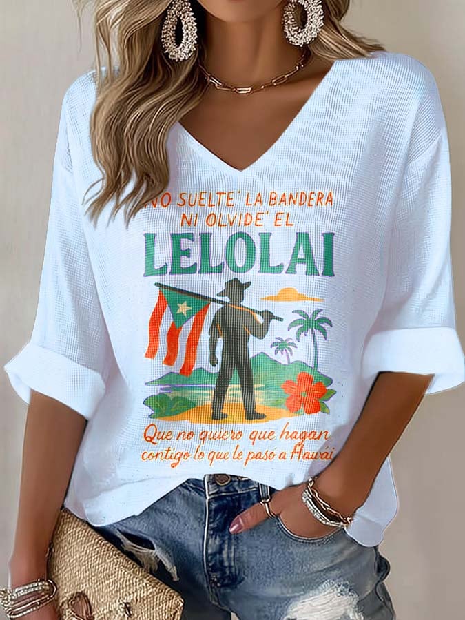 Puerto Rico colorful printed long sleeve top