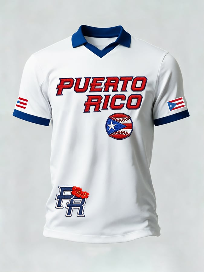 Men's Puerto Rican Baseball Printed Casual T-shirt