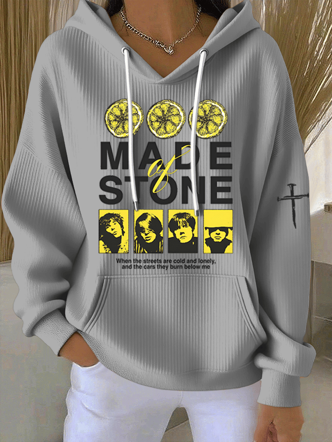 Women's Music Print Casual Hoodie