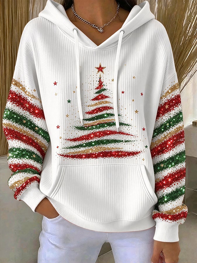 🔥🔥2nd 50% Off 🔥🔥Women's Casual Printed Hooded Knit Top