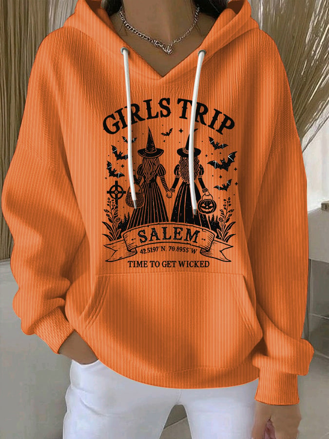 Women's Girls Trip Salem Witch Print Casual Sweatshirt