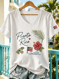 Women's Puerto Rico Pride Art Printed T-shirt