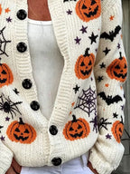 Women's Casual Halloween Print Cardigan