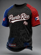 Men's Puerto Rico Art Printed Short-sleeved T-shirt