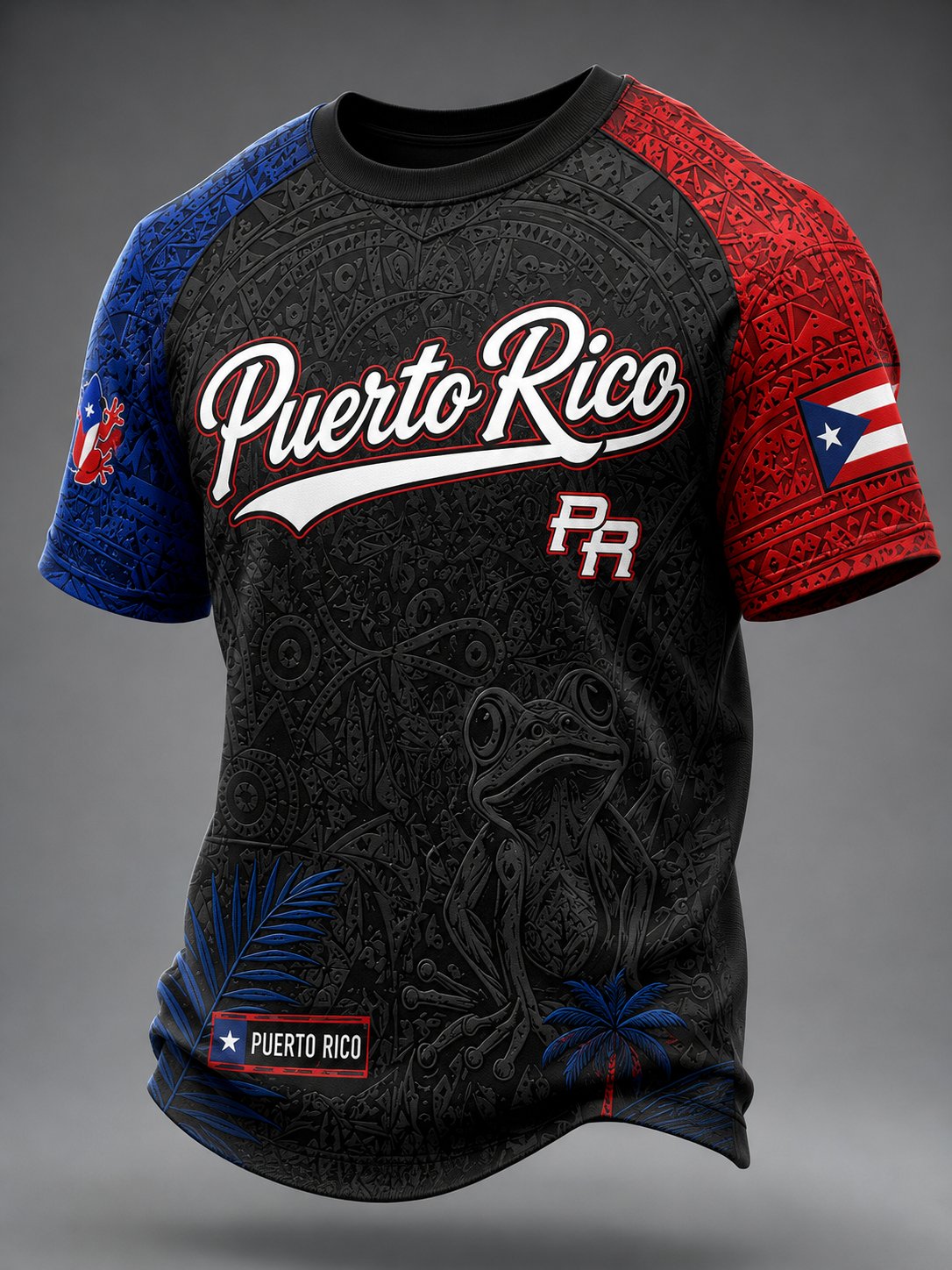 Men's Puerto Rico Art Printed Short-sleeved T-shirt