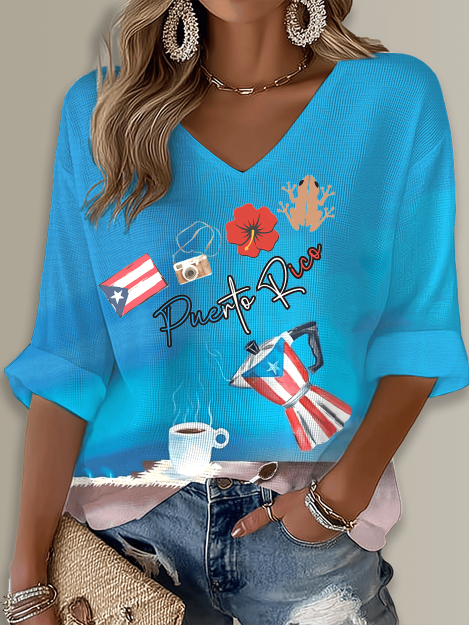 Puerto Rico Singer Boricua Printed Long Sleeve Top