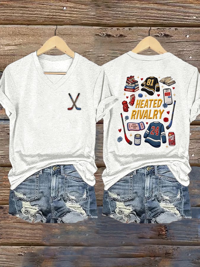 Women's Hockey Romance Print T-Shirt