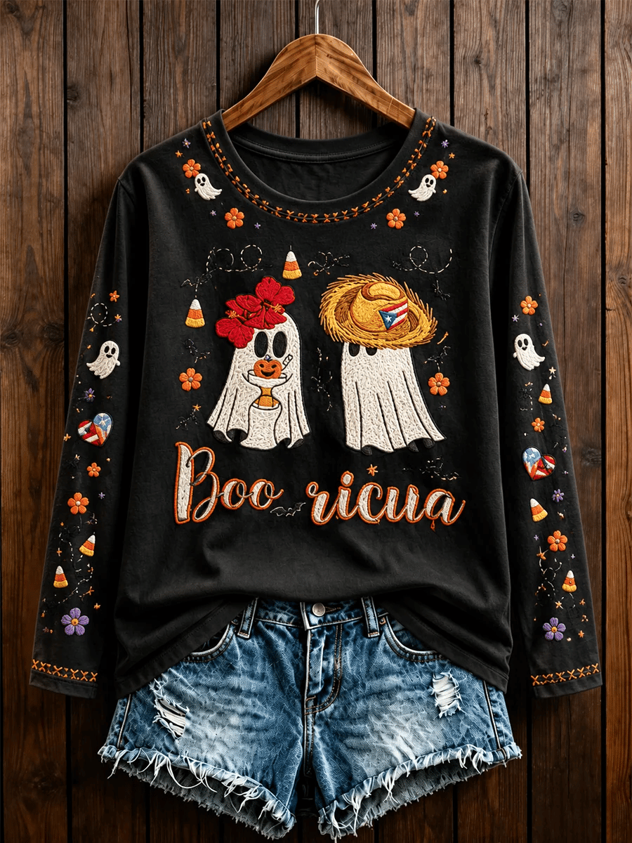 Women's Halloween in Puerto Rico Casual Printed Long-Sleeve Sweatshirt