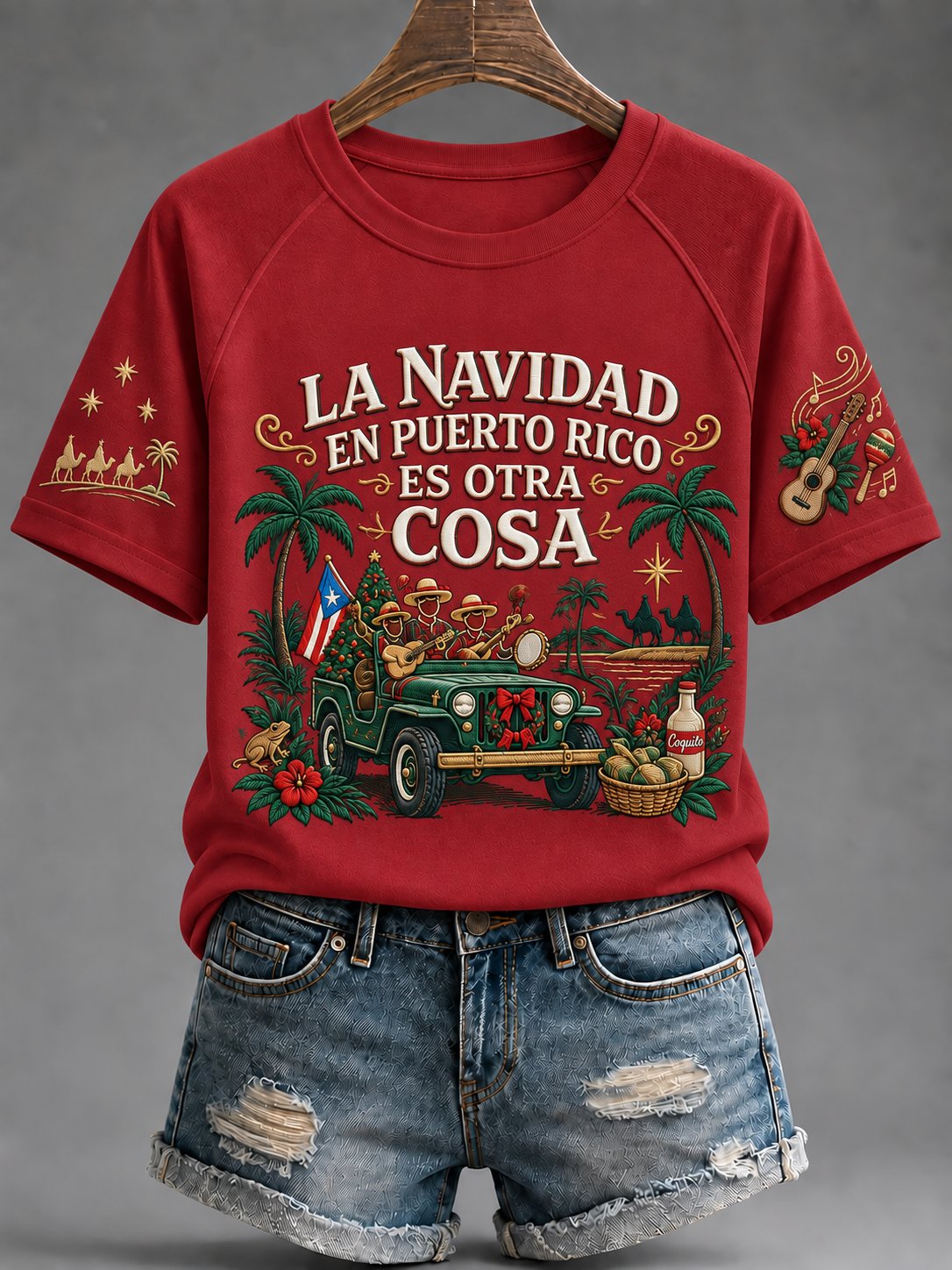 Women'S  Puerto Rico Christmas Print T-Shirt