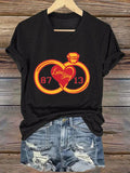 Women's Love Story print V-neck T-shirt