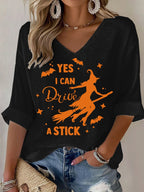 Women's Yes I Can Drive A Stick Print V Neck T-shirt