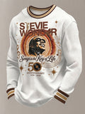 Men's Vintage Musical Art Printed Casual Top
