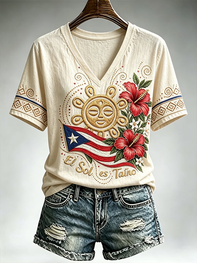 Women's Puerto Rico Art Printed Top