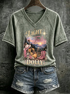 V Neck Retro Great Smoky Mountains A Light That Won't Fade Print T-Shirt