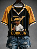 Women'S Baseball Legend Printed V-Neck T-Shirt