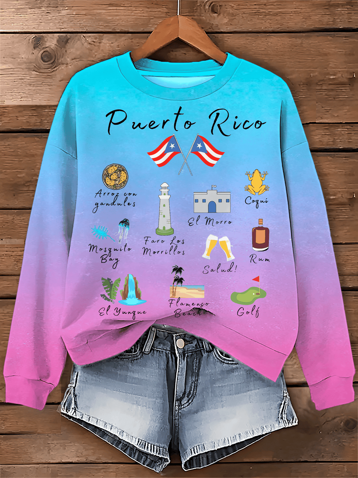 Puerto RIco Singer Boricua Decorate Printed Sweatshirt