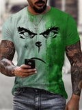 Men's Fashion Casual Halloween Horror Expression Print T-shirt
