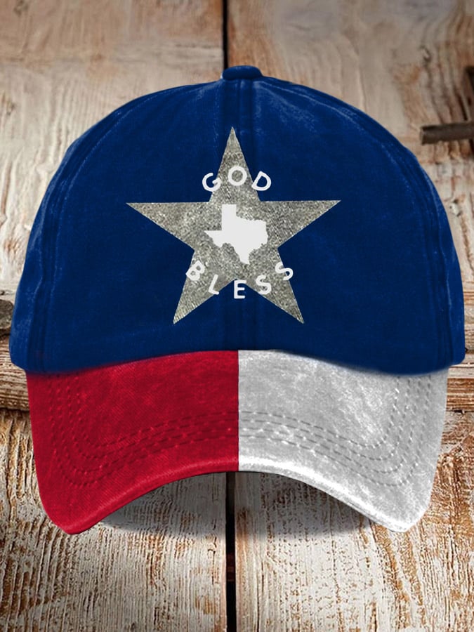 Vintage God Bless Texas Print Hat