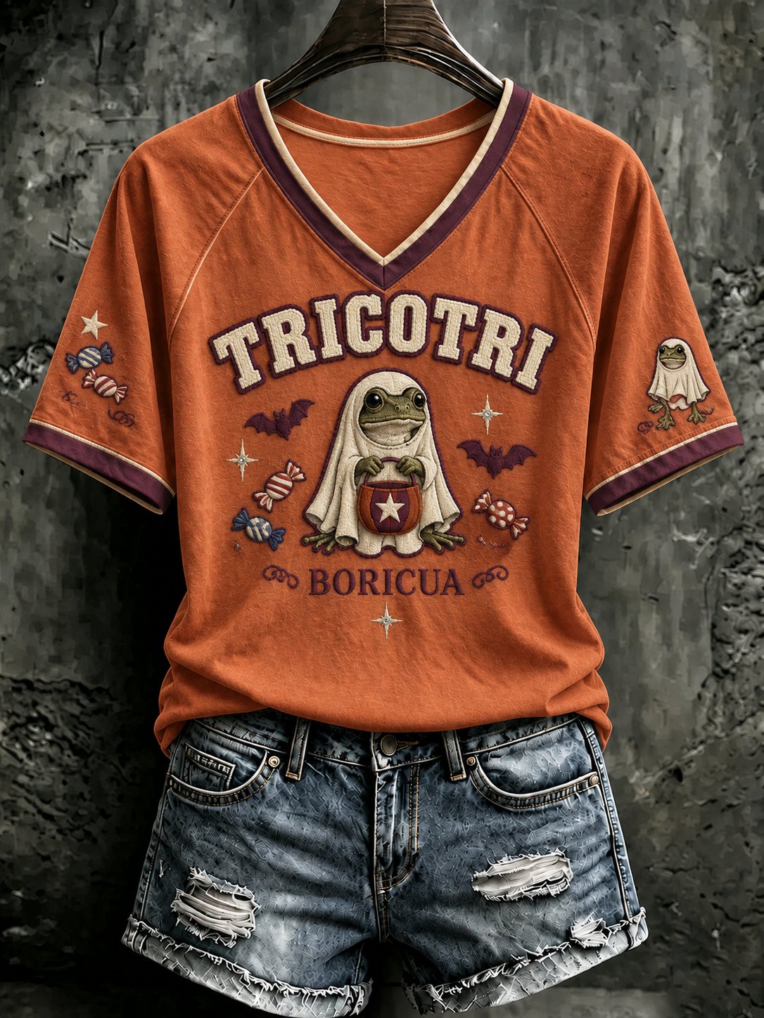 Women'S Puerto Rico Halloween Print T-Shirt
