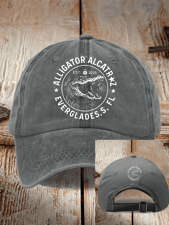 Alligator Alcatraz Funny Florida Everglades Dark Humor  Pride Baseball Cap