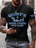 Men's Great White Shark Print Short Sleeve T-Shirt