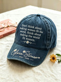 Letter-Print Faux-Denim Hat (Unisex)