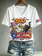 Women's Puerto Rico Halloween Print T-Shirt