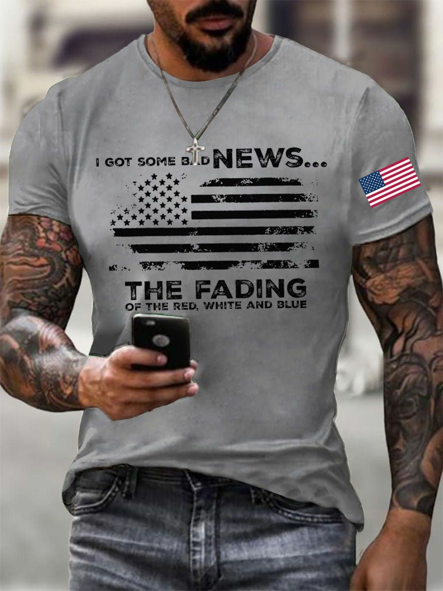 Men's The Fading of the Red White and Blue Printed T-shirt