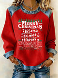 Retro Merry Christmas String Lights Upside Down Print Sweatshirt