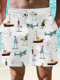 Men's Shark Art Casual Print Shorts