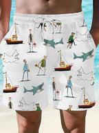 Men's Shark Art Casual Print Shorts